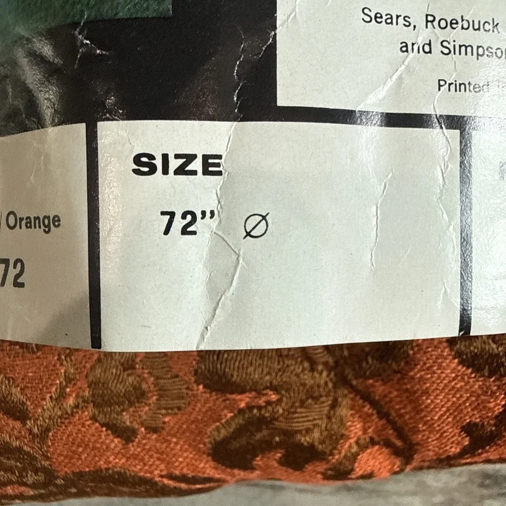 Vintage MCM Orange Brown Table Cover Sears Bellissimo Italy 72 In Round Fringe